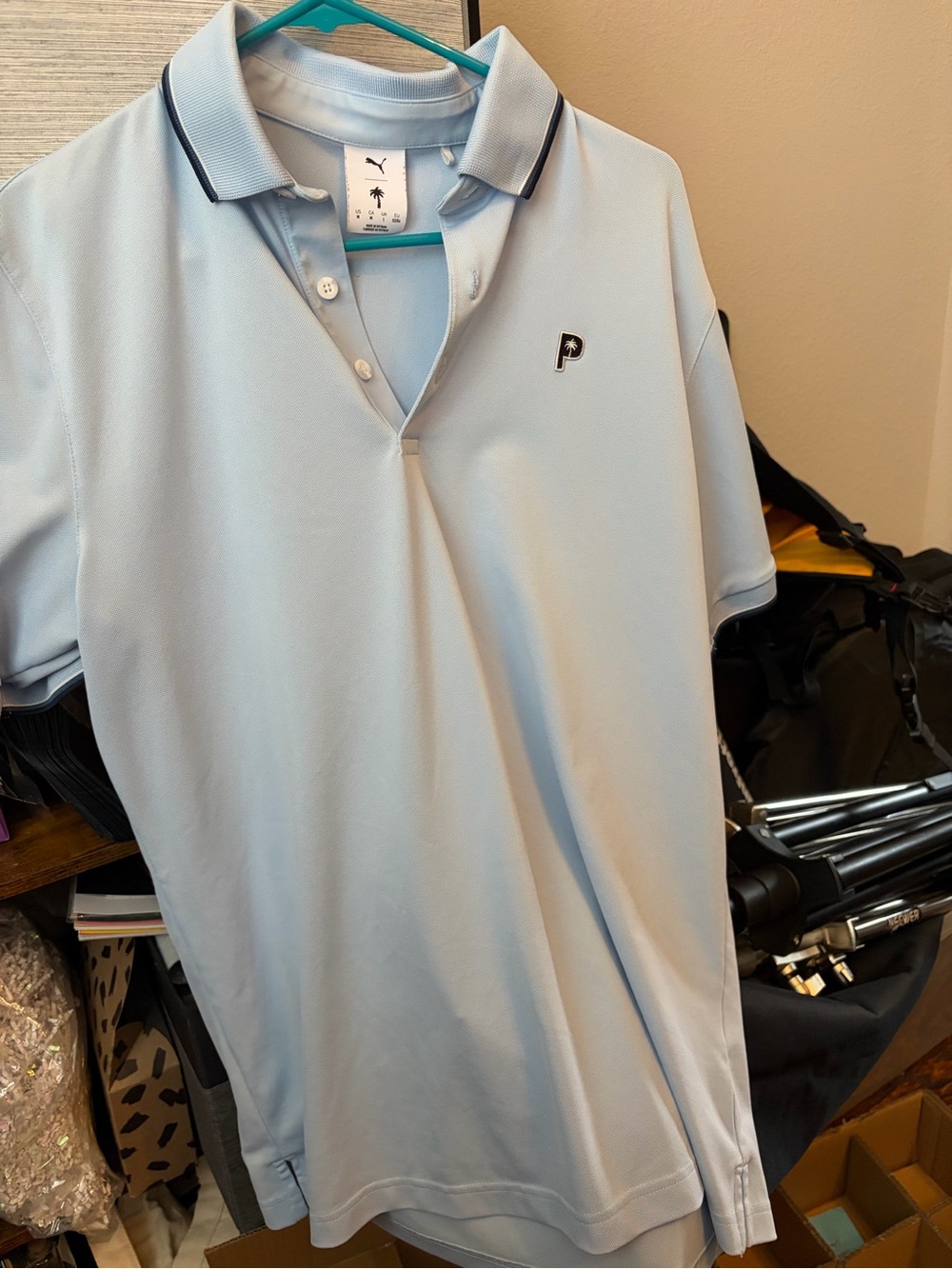 Puma Men’s Light Blue Polo with Contrast Trim